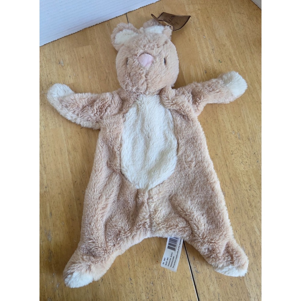 Kellytoy K. Luxe Tan Bunny Flattie Plush Security Blanket Lovey Rattle Crinkle